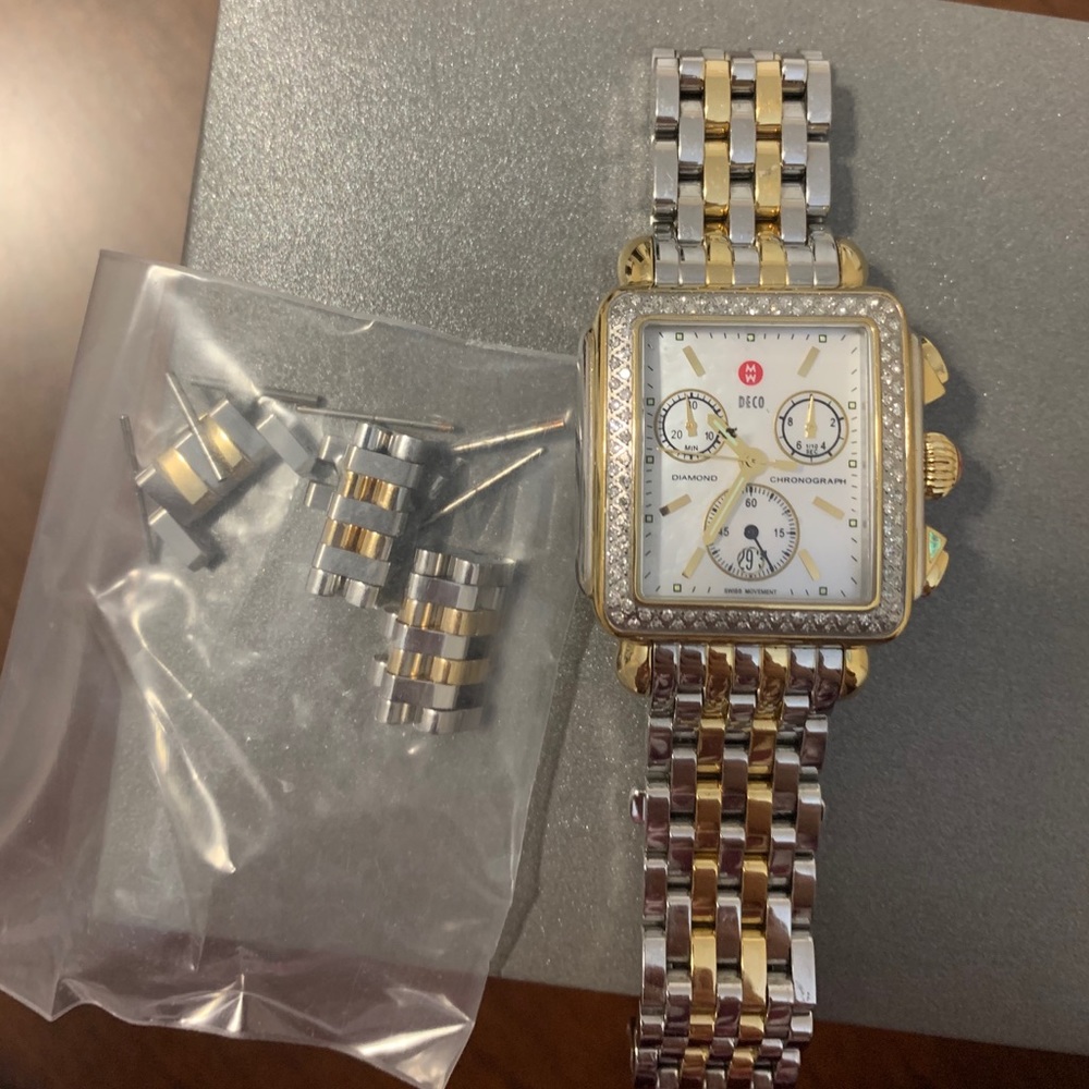 Two Tone Michele Deco Watch